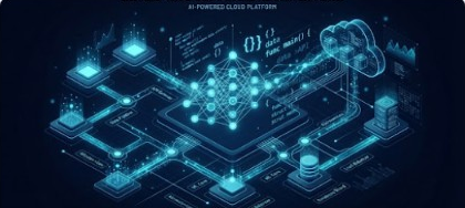 Isometric diagram of an AI-powered cloud platform and software architecture